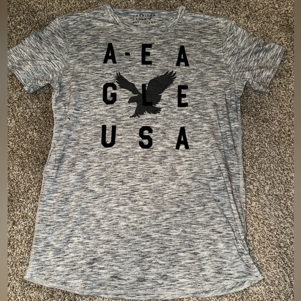 American Eagle Men’s Gray Graphic Logo T-Shirt Size Small